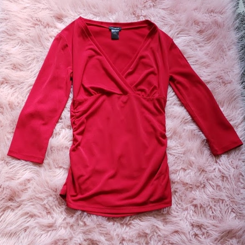 NWOT Ann Taylor Ruched V-Neck Stretch Top Size XS